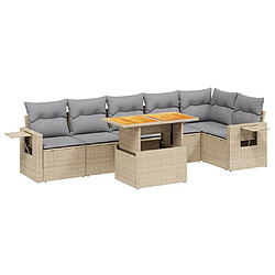 vidaXL Salon de jardin avec coussins 7 pcs beige résine tressée