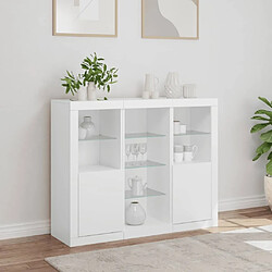 Acheter Maison Chic Lot de 3 Commode Buffet - Meuble de rangements avec lumières LED blanc bois d'ingénierie -GKD23420