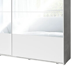 Avis Mes Armoire 2 portes coulissantes 250 cm décor béton et blanc mat - ASHY