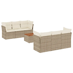 vidaXL Salon de jardin avec coussins 7 pcs beige résine tressée