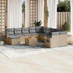 Maison Chic Salon de jardin avec coussins 12 pcs, Ensemble Tables et chaises de jardin, beige résine tressée -GKD509240