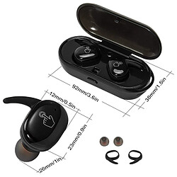 Avis Écouteur Bluetooth TWS Sans Fil Écouteurs Antibruit Stéréo Casque de musique pour tous les téléphones-Noir