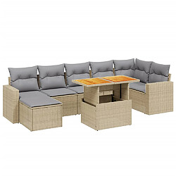 vidaXL Salon de jardin avec coussins 8 pcs beige résine tressée