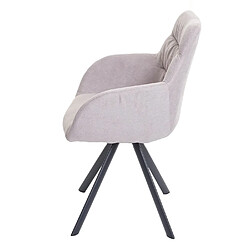 Mendler Chaise de salle à manger HWC-J69 chaise avec accoudoir, pivotante Auto-Position, velours ~ Crème-beige