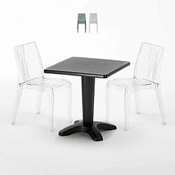 Grand Soleil Table bistrot et 2 chaises colorées poly