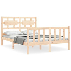 Maison Chic Cadre/structure de lit avec tête de lit pour adulte - Lit Moderne Chambre 140x200 cm bois massif -MN51735