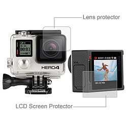 Wewoo Film protecteur écran argent pour caméra GoPro HERO4 d'écran LCD ultra clair + boîtier en verre d'objectif pas cher