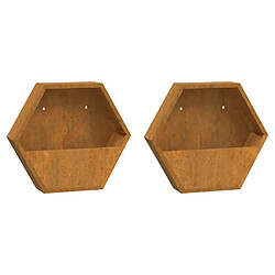 Maison Chic Jardinière,Bac à fleurs - pot de fleurs murales 2 pcs Rouillé Acier corten 46x10x40 cm -GKD23776