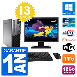 PC Lenovo M81 SFF Ecran 22" Intel i3-2100 RAM 16Go Disque 1To Windows 10 Wifi · Occasion 