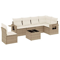 vidaXL Salon de jardin avec coussins 7 pcs beige résine tressée