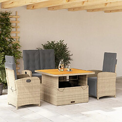 Maison Chic Ensemble à manger d'extérieur 4 pcs avec coussins,Salon de jardin,Mobilier de jardin beige résine tressée -GKD821071