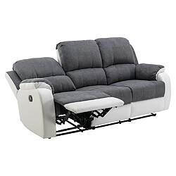 Acheter Vente-Unique Canapé 3 places relax en microfibre et simili gris et blanc BRODY