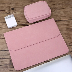 Wewoo Sacoche Mac intérieure en cuir mat pour ordinateur portable 2 1 + d'alimentation pour MacBook 12 pouces A1534 (2015 - 2017) (Rose) 