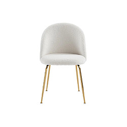 Avis Vente-Unique Lot de 2 chaises - Tissu bouclette et métal doré - Blanc - MELBOURNE