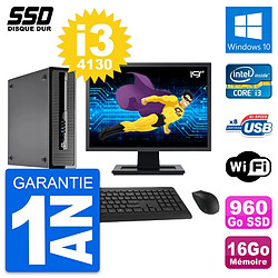 PC HP ProDesk 400 G1 SFF Ecran 19" i3-4130 RAM 16Go SSD 960Go Windows 10 Wifi - Occasion