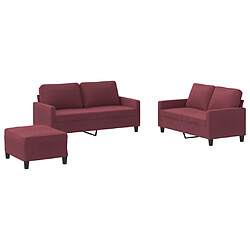 vidaXL Ensemble de canapés 3 pcs avec coussins Rouge bordeaux Tissu