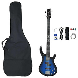 vidaXL Guitare basse électrique de débutants sac bleu et noir 4/4 46"