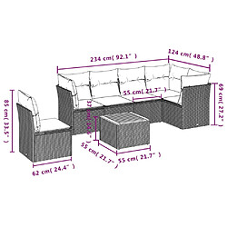 Avis vidaXL Salon de jardin avec coussins 7 pcs gris résine tressée