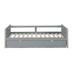 Vente-Unique Lit gigogne 2 x 90 x 190 cm - MDF, pin et métal - Vert et naturel - MAREKI pas cher