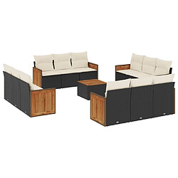 Maison Chic Salon de jardin avec coussins 13 pcs | Ensemble de Table et chaises | Mobilier d'Extérieur noir résine tressée -GKD38270