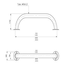 Astral Main courante pour piscine à visser longueur 0.5 m