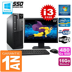 PC Lenovo M92p SFF Core I3-2120 Ram 16Go Disque 480 Go SSD Wifi W7 Ecran 19" · Occasion 