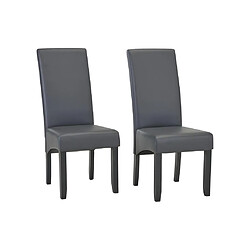 Vente-Unique Lot de 2 chaises ROVIGO - Simili gris mat - Pieds bois noir 