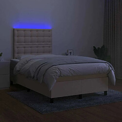 Avis Maison Chic Lit adulte- Lit + matelas + LED,Sommier à lattes de lit matelas et LED crème 120x190 cm tissu -GKD55104