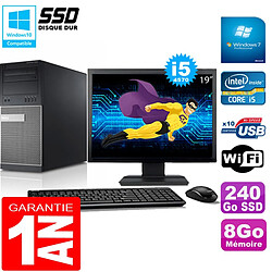 PC Tour DELL 9020 Core I5-4570 Ram 8Go Disque 240 Go SSD Wifi W7 Ecran 19" · Occasion 