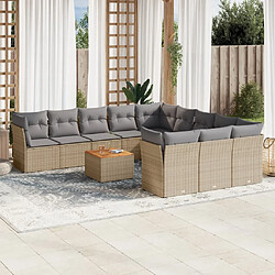 Maison Chic Salon de jardin avec coussins 12 pcs | Ensemble de Table et chaises | Mobilier d'Extérieur beige résine tressée -GKD33502