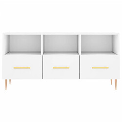 Maison Chic Meuble TV scandinave - Banc TV pour salon blanc 102x36x50 cm bois d'ingénierie -MN52299 pas cher