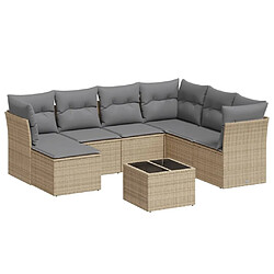 Maison Chic Salon de jardin avec coussins 8 pcs | Ensemble de Table et chaises | Mobilier d'Extérieur beige résine tressée -GKD26304