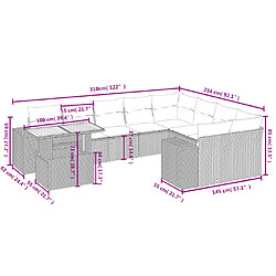 Acheter vidaXL Salon de jardin 10 pcs avec coussins noir résine tressée