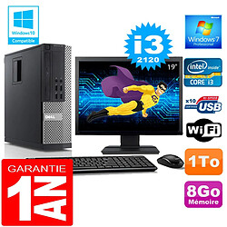 PC DELL 990 SFF Core I3-2120 Ram 8Go Disque 1 To Wifi W7 Ecran 19"