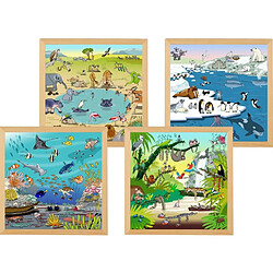 Educo Puzzles de vocabulaire les habitats - set de 4  - jeu Montessori 