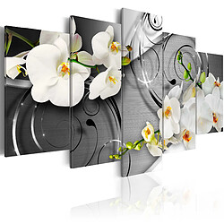 Decoshop26 Tableau toile de décoration murale impression premium en 5 parties sur châssis en bois motif Orchidées laiteuses 100x50 cm 11_0016313