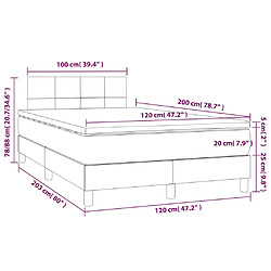 vidaXL Sommier à lattes de lit et matelas et LED Gris foncé 120x200 cm pas cher