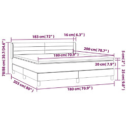 vidaXL Sommier à lattes de lit et matelas Gris foncé 180x200cm Velours pas cher