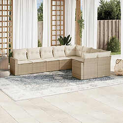 Maison Chic Salon de jardin avec coussins 9 pcs | Ensemble de Table et chaises | Mobilier d'Extérieur beige résine tressée -GKD58873