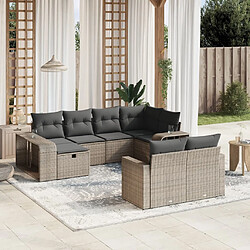 Maison Chic Salon de jardin avec coussins 10 pcs, Ensemble Tables et chaises de jardin, gris résine tressée -GKD251679