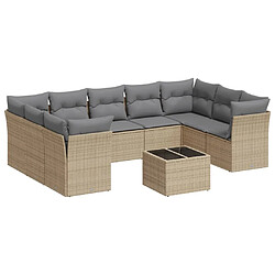 Maison Chic Salon de jardin avec coussins 10 pcs | Ensemble de Table et chaises | Mobilier d'Extérieur beige résine tressée -GKD58798