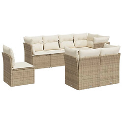 vidaXL Salon de jardin avec coussins 8 pcs beige résine tressée