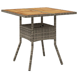 vidaXL Table de jardin et dessus en bois d'acacia gris résine tressée