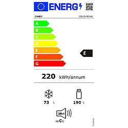 Acheter Réfrigérateurs combinés 263L Froid Brassé CANDY 54cm E, CBL3518EVW