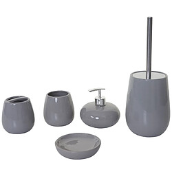 Decoshop26 Set de 5 accessoires de salle de bain en céramique pour salle de bain gris 04_0003581