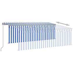 Acheter Maison Chic Auvent manuel rétractable avec store | store extérieurs de porte | Marquise Brise-soleil et LED 4,5x3 m Bleu blanc -GKD81434