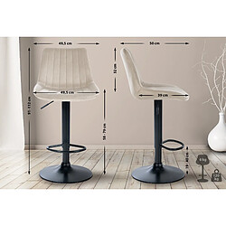 Non Lot de 2 tabourets de bar Toni velours noir