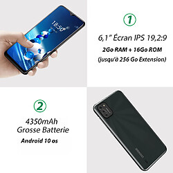 DOOGEE X93 Smartphone Pas cher 2Go + 16Go 6.1" Écran 4350mAh Batterie Double Sim GPS - Gris