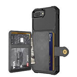 Avis Etui en PU revêtu d'une feuille intégrée noir pour votre Apple iPhone 8 Plus/7 Plus/6s Plus/6 Plus 4.7 inch