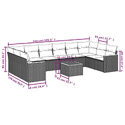 Acheter vidaXL Salon de jardin 11 pcs avec coussins noir résine tressée